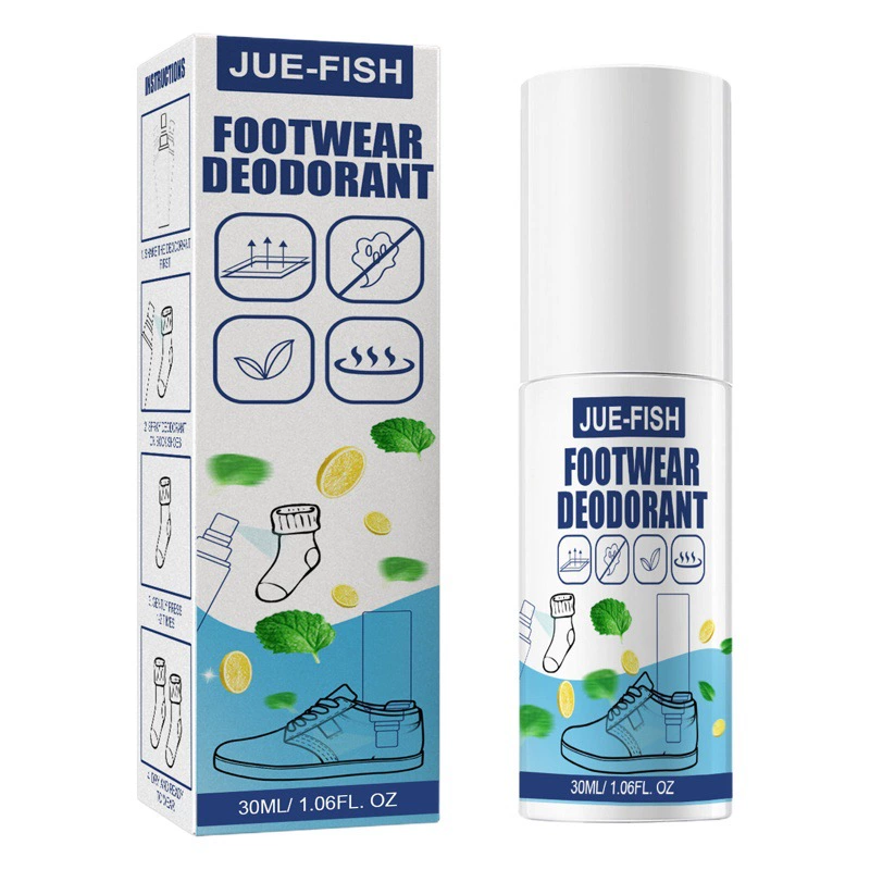 Дезодорант для обуви и носков JUE-FISH, дезодорант-спрей для обувного шкафа для удаления пота, запаха ног и запаха, быстрый и стойкий аромат.