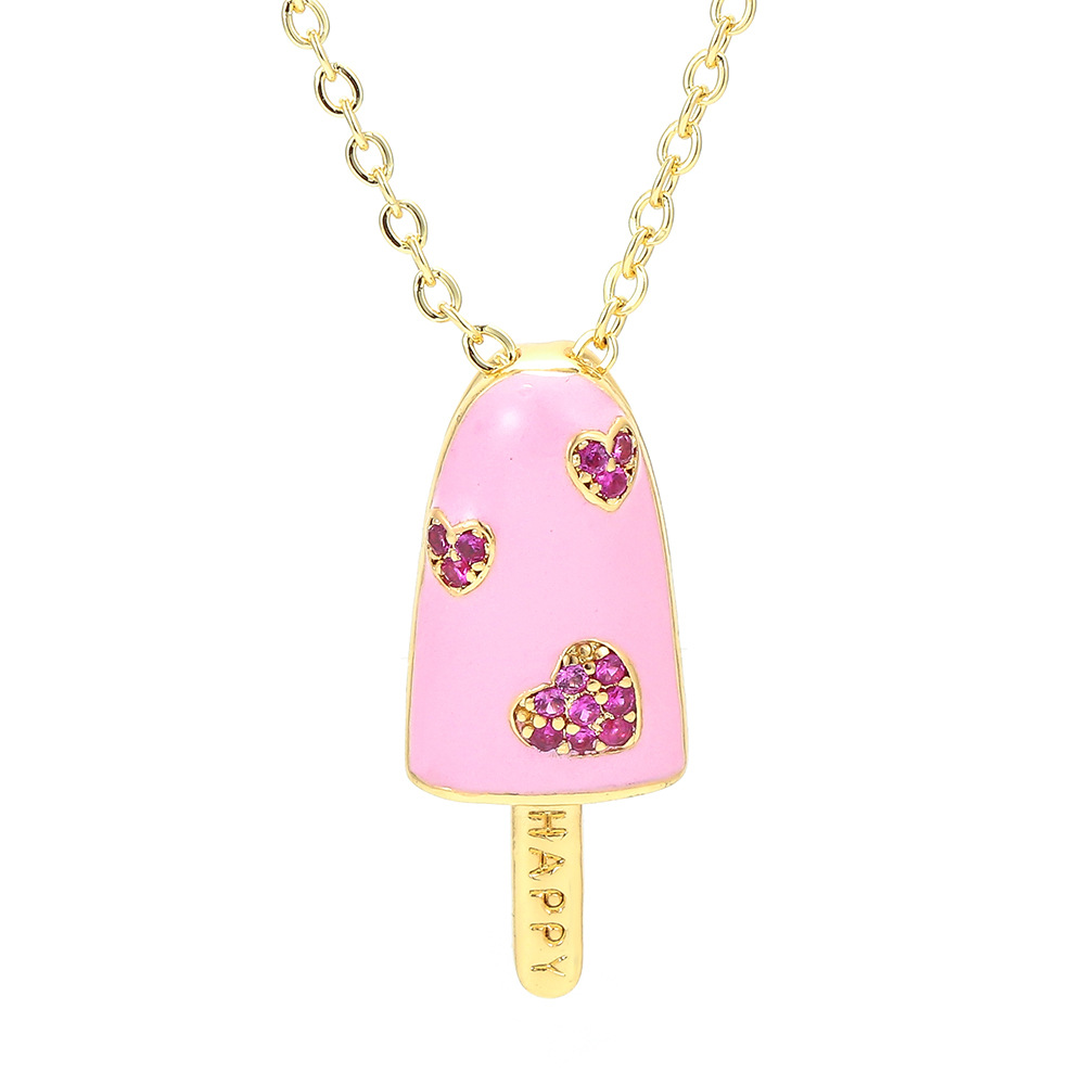 5g Weight Pendant Necklace Classification Wedding, Travel Occasion Copper Material Geometric Pattern Unisex Gender Fashion Style White, Pink, Purple, Green, Blue Color Wholesale Jewelry Popsicle-shaped Oil Drop Pendant Copper Inlaid Zircon Necklace Nihaojewelry 无