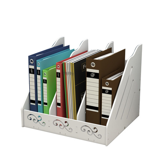 Desktop vertical file rack storage thickened file column simple white data file rack multi-layer organizing file frame