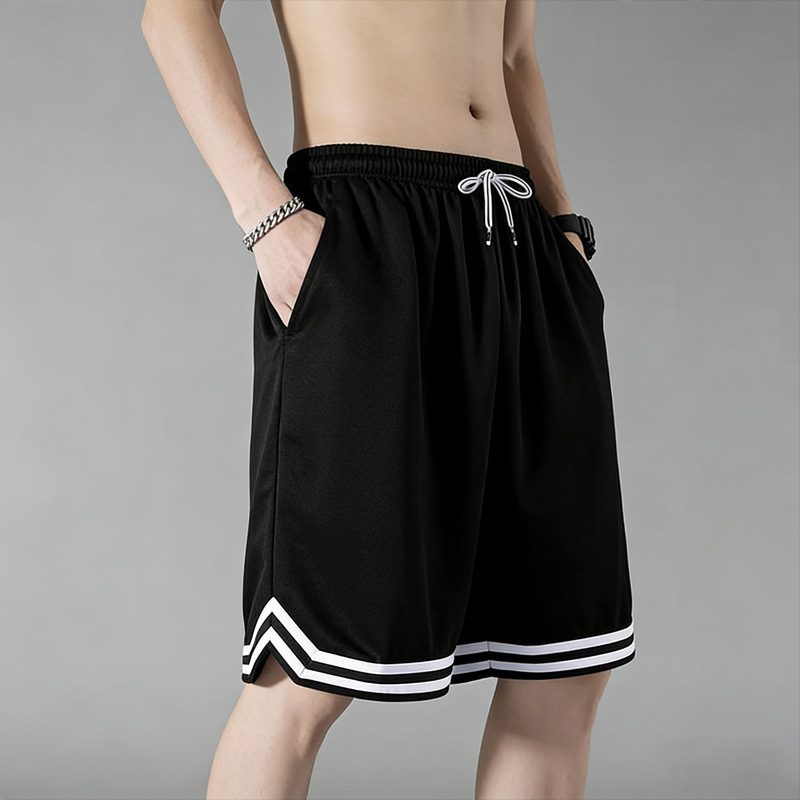 Men's Sports Shorts, Summer Swimming Trunks, Polyester Shorts, Ice Silk Double-Layered, Lined, Loose Casual Beach Shorts