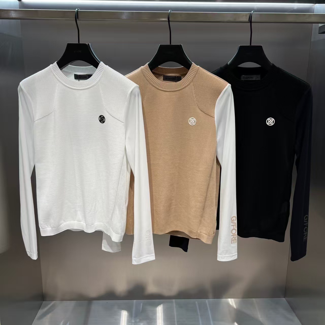 Women's 25 Autumn Golf Clothing Round Neck Long Sleeve Sweater Spliced ​​Sleeves Casual Easiest for Match Top