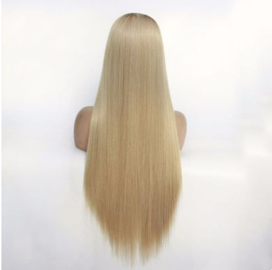 Fibra química europea y americana frente encaje cubierta de cabello T oro recto fábrica de cabello largo al por mayor LW0124