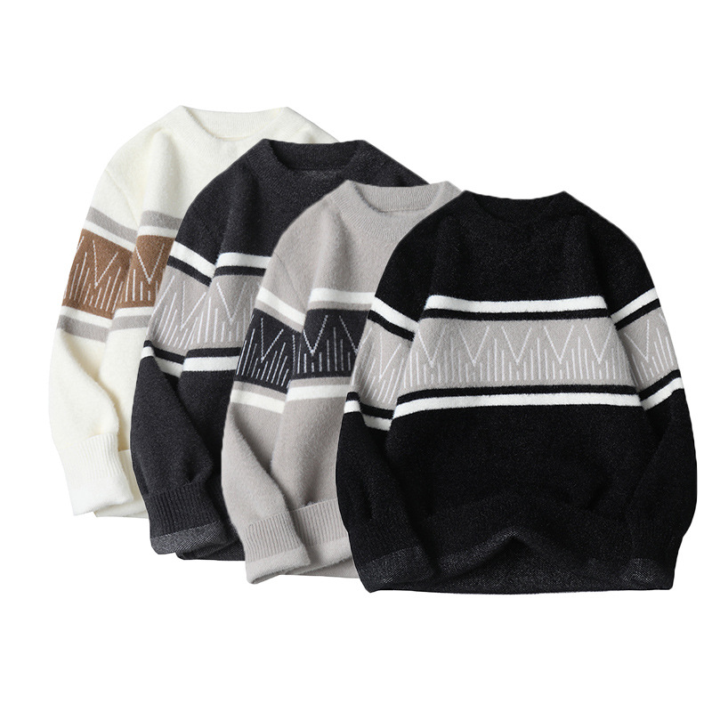 Weicher Pullover aus Nerzsamt für Herren, Herbst-Winter-Strickwaren mit verdicktem Rundhalsausschnitt für Teenager und Studenten, warmes Oberteil_voghion.com