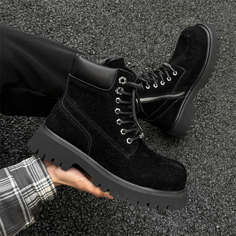 Men's Martin Fashion Height-Increasing British Style High-Top Motorcycle Workwear American Casual Ankle Boots 2025 Fall/Winter New Arrivals_voghion.com