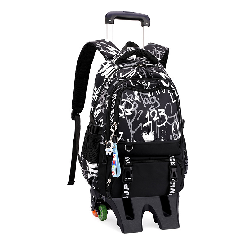 Mochila de tracción de peces naturales para estudiantes de escuela primaria niños 3 - 6 con ruedas mochila para estudiantes de secundaria secundaria puede llevar mochila de escaleras 5