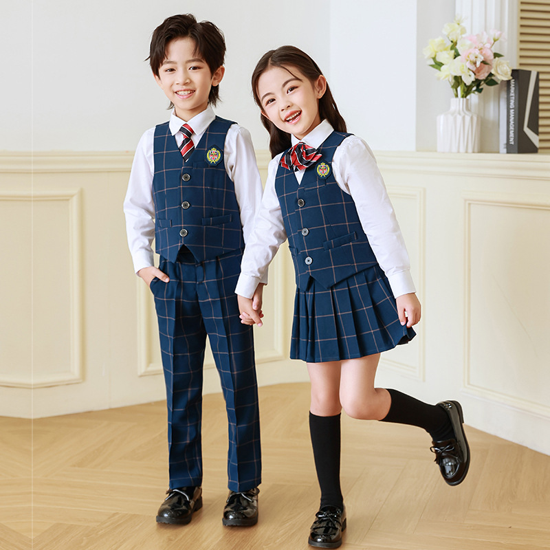 Jardín de Infantes ropa de jardín de verano de algodón puro uniforme escolar estudiante de la escuela primaria estilo británico ropa de clase estilo universitario graduación foto 61 traje de rendimiento