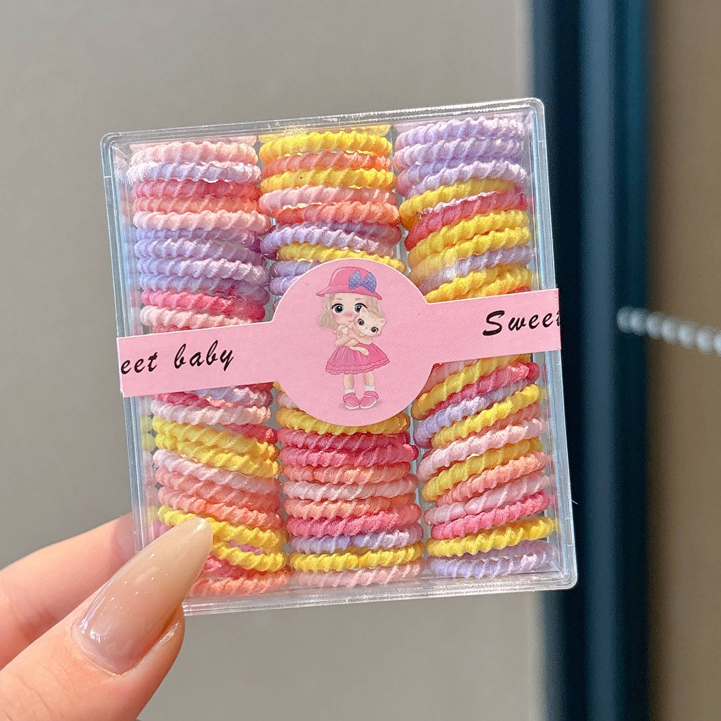 Caricatura encantadora anillo de pelo pulgar no daña el cabello de los niños correa de correa pequeña cuerda de cabello para niñas cuerda de cabello