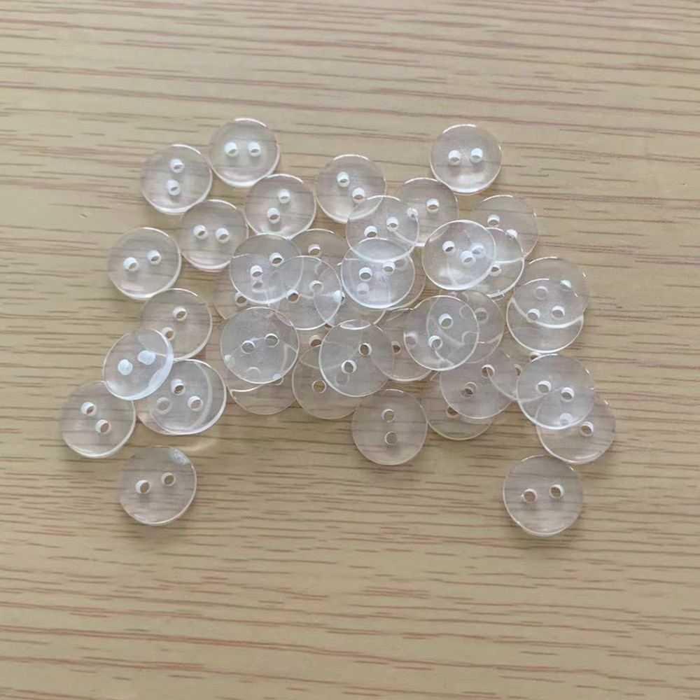 批发圆形2眼衬衫纽扣隐形纽扣全透明树脂钮扣宝宝扣
