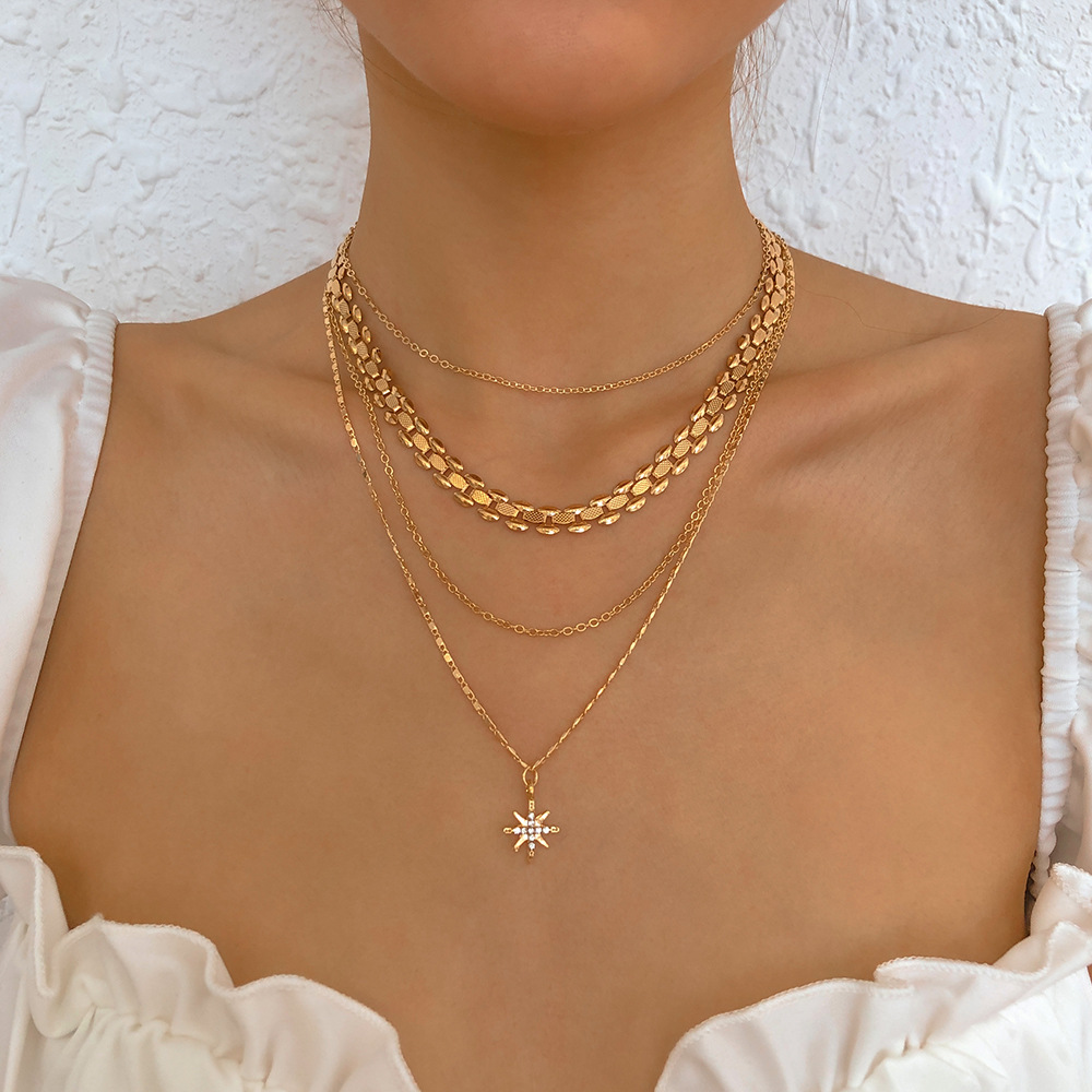 Jewelry Eight-pointed Star Geometric Multi-layered Alloy Clavicle Chain Wholesale display picture 1