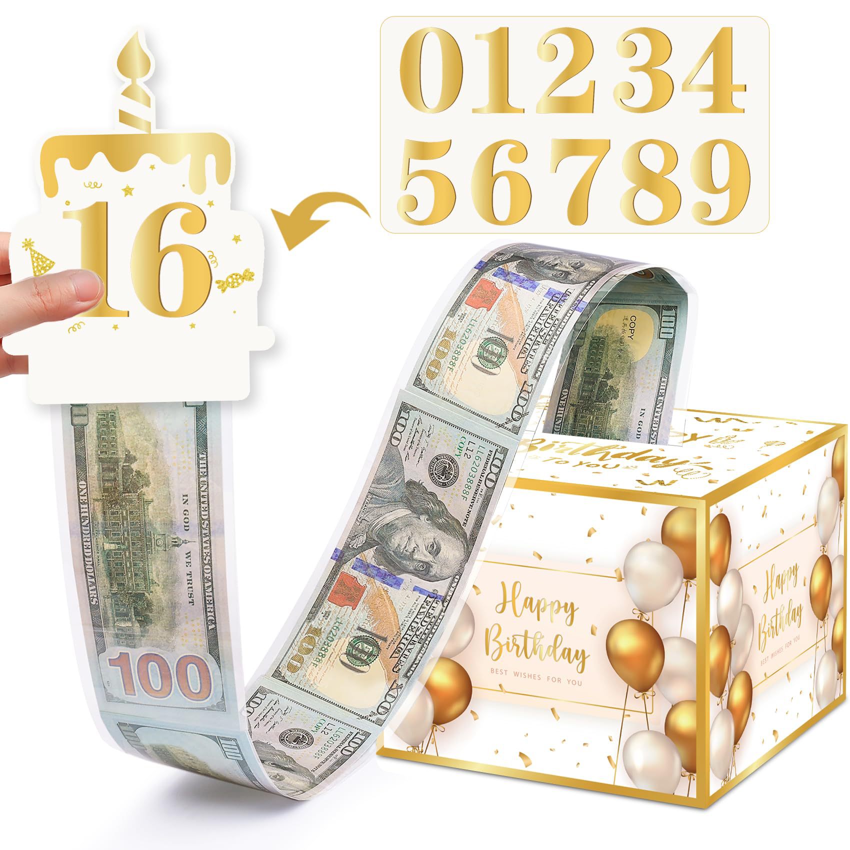 白色抽钱盒生日白金色小礼盒教师节礼物5新送女老师员高档花礼盒