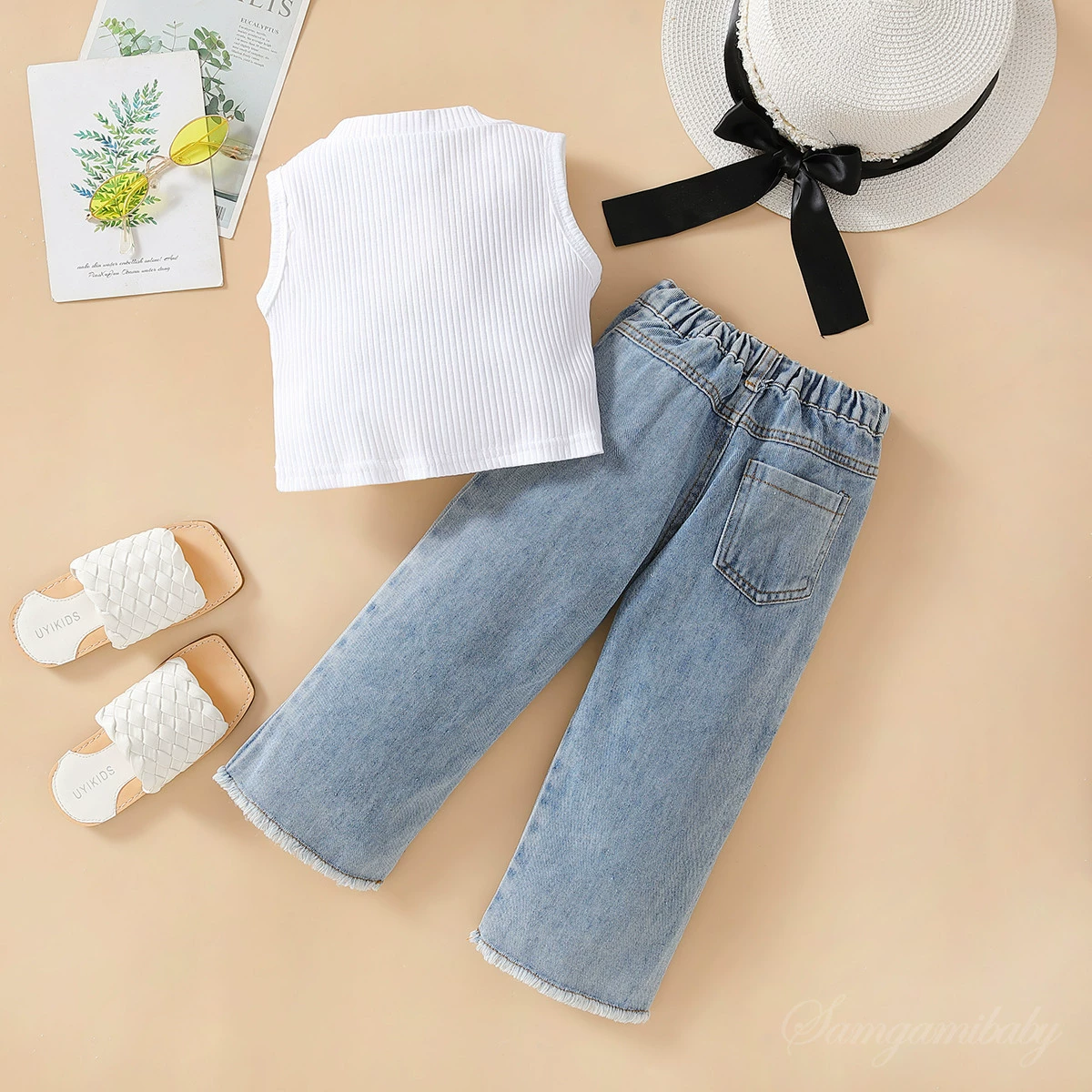 Children's Summer Vest & Denim Set (Samgami baby), Cotton, Sizes 90–130 cm