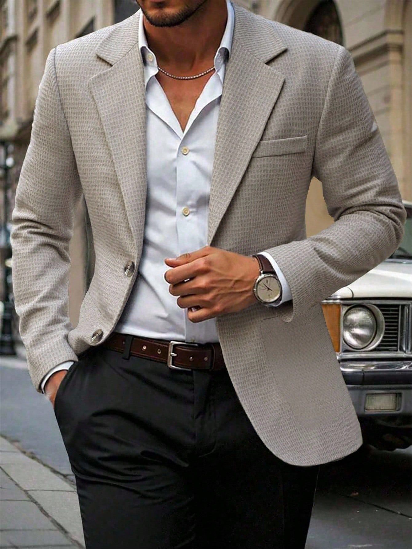 Men's Business Blazer Elegant Formal Jacket For Smart Casual Wear_voghion.com