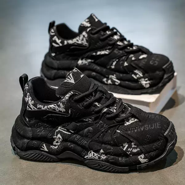 European Thick-Soled Height-Increasing Street-Style Dad Shoes for Men, 2025 Autumn and Winter New Versatile Lace-Up Casual Sneakers