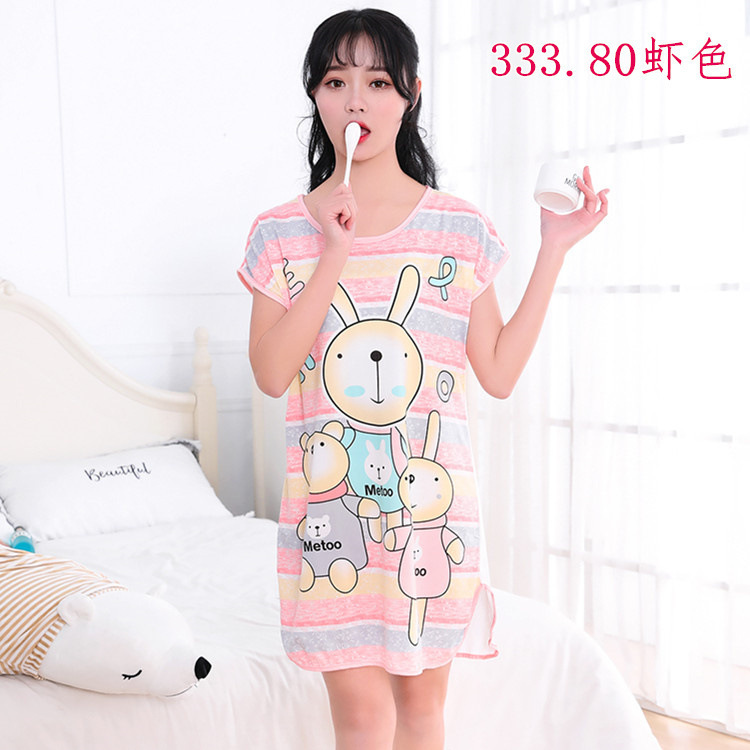 Pijamas transfronterizos de dibujos animados de verano para mujer camisón de seda de leche de niña al por mayor ropa de una sola pieza de manga corta para niña linda