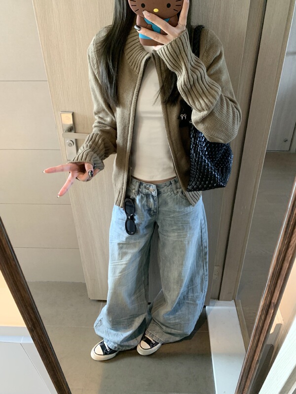 韩系初秋短款拉链外套女春秋季2025新款早秋穿搭毛衣针织开衫上衣|undefined