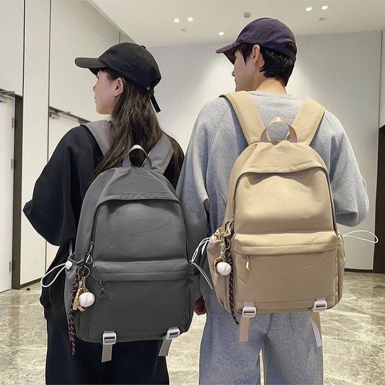 New 2025 Pure Color Schoolbag Women's Simple Versatile Casual Travel Backpack Large Capacity Junior High School Student Backpack