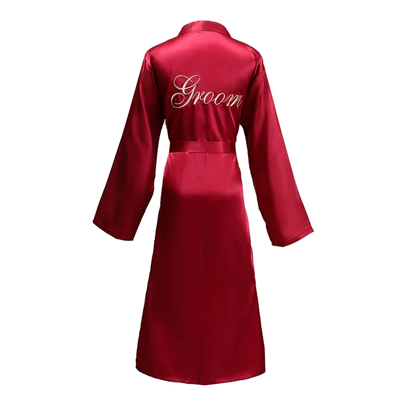 Вышивка Amazon Свадебное утреннее платье для жениха и жениха больших размеров, европейский размер, трансграничная атласная Мужская Ночная рубашка, Халат