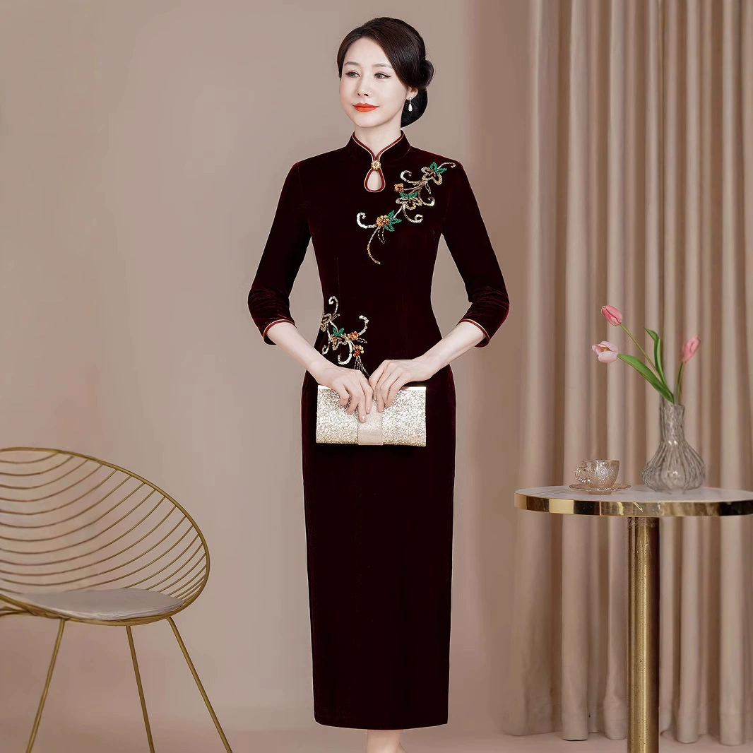 Шэньчжэнь высококачественная бархатная юбка чонсам