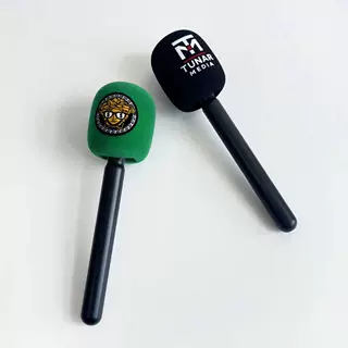 定制海绵LOGO麦克风手持杆防风海绵定制LOGO街拍采访录制手持棒