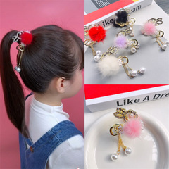 Autumn and winter new mink hair rabbit tassel high horsetail fixed hairpin plush back grab clip anti-collapse hair hairpin headwear