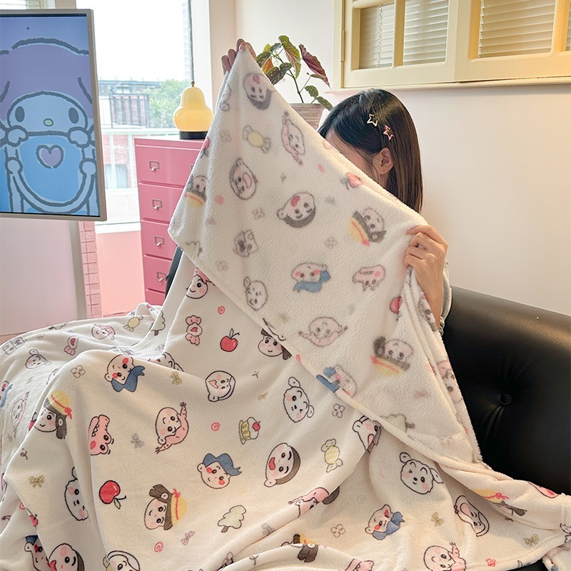 冬季加绒加厚保暖双面印花牛奶绒毛毯空调毯学生宿舍午睡毯子床单|undefined