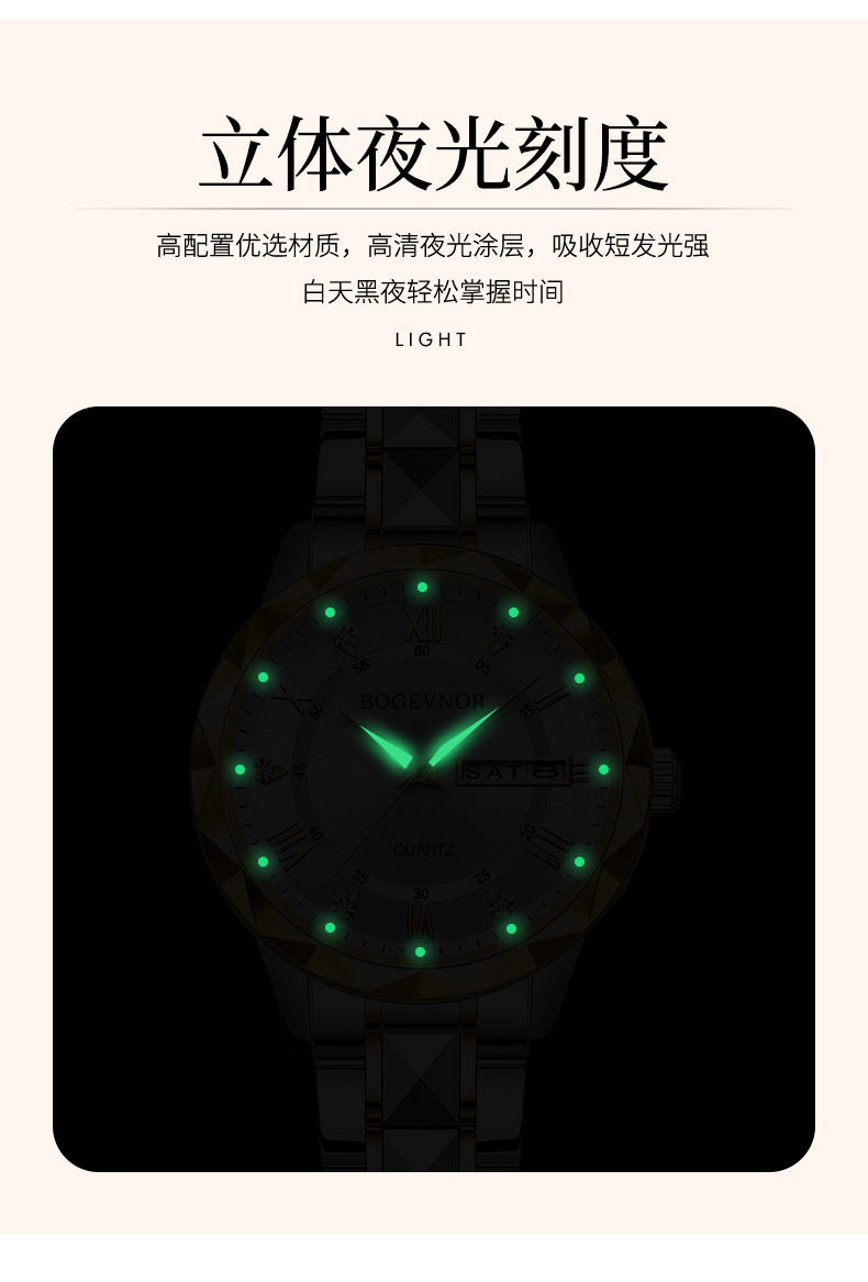 Men's Waterproof Luminous Dual Calendar Fashion Watch for Men and Women, TikTok Amazon Foreign Trade Cross-border Watch