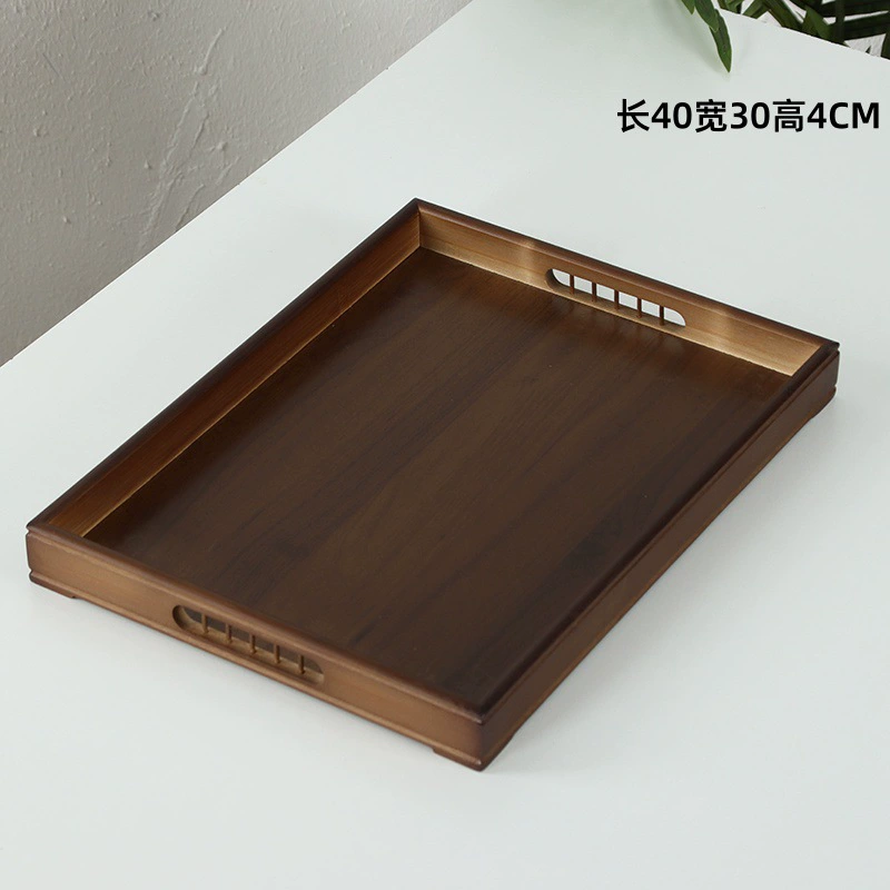Creative Walnut Wood Serving Set: Rectangular Dinner Plate & Teacup Tray, Internet Celebrity Favorite