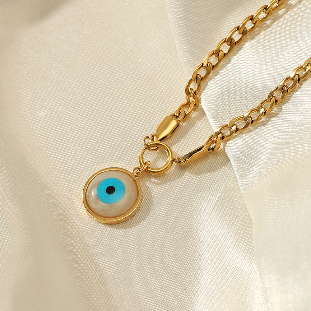 Fashion Devilu0027S Eye Stainless Steel Gold Plated Bracelets Necklace