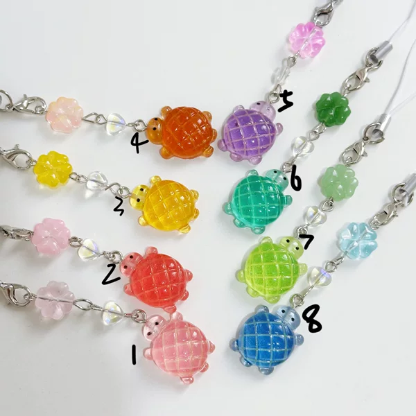 Customer Order Jelly Pineapple Turtle Korean Cute Turtle Mini Resin Vintage Retro Ccd Phone Chain Pendant