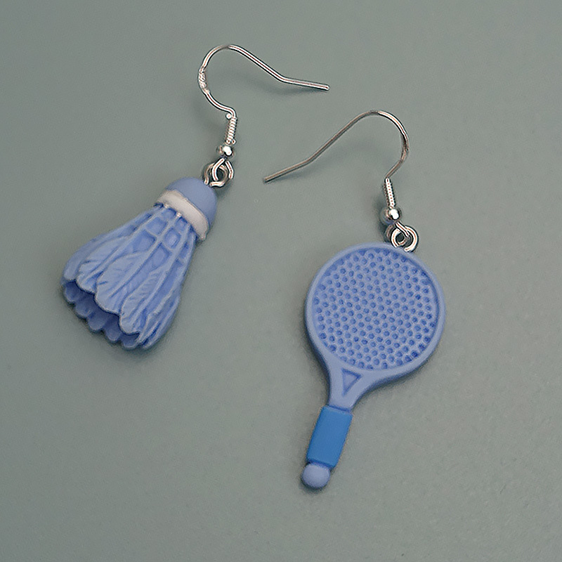 Großhandel Schmuck Neuheit Badminton Schläger Kunststoff Tropfenohrringe display picture 1