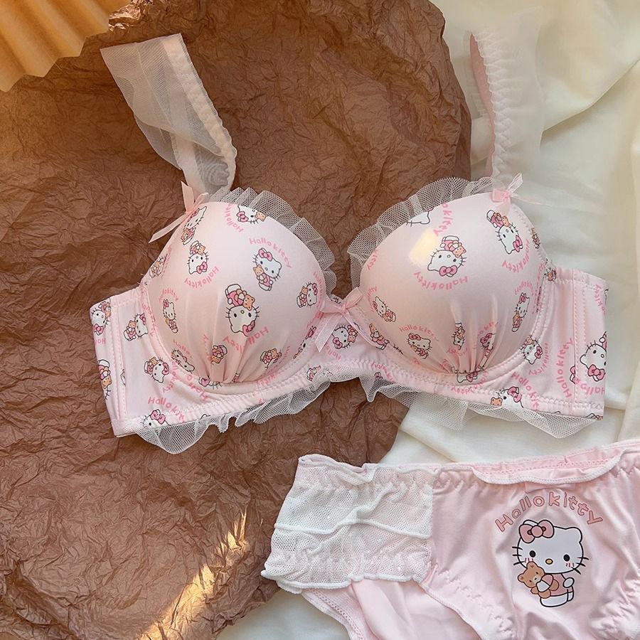 Cute Japanese wireless bra with bow
