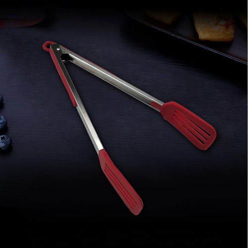 Wholesale silicone food tongs household BBQ steak bread baking tongs food-grade utensils