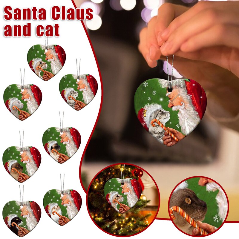 2022 AliExpress hot sale Christmas decoration pendant creative Santa Claus and cat hanging pendant ornament
