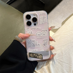ins韓国風漫画テキストパターンiPhone17 Apple 16ProMax/15/14携帯電話ケース新モデルに適しています