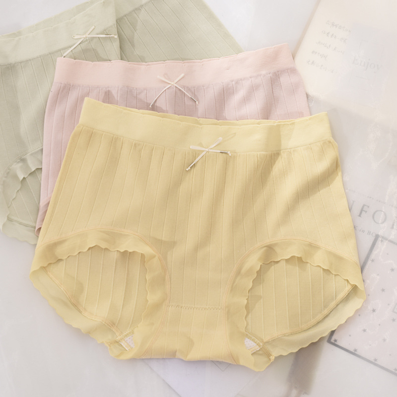 Seamless Underwear Women's Mid-waist Modal Seamless One-piece Large Size Fat MMStriped Women's Briefs Panties