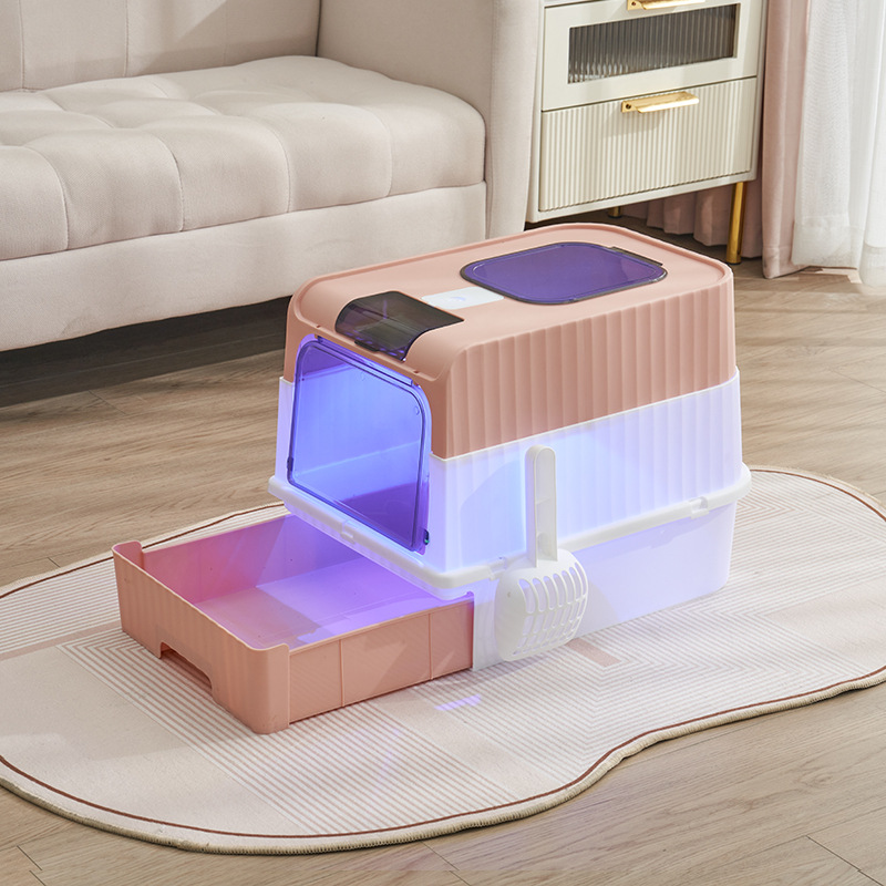 Gran tamaño totalmente cerrado para gatos lavabo plegable tipo cajón desodorizante inodoro para gatos super grande anti-spillado al por mayor artículos para gatos