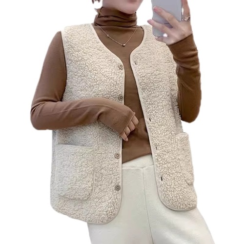 Autumn/Winter New Arrival Loose Casual Versatile Slimming Elegant Short Sleeve Lamb Fur Revival Vest