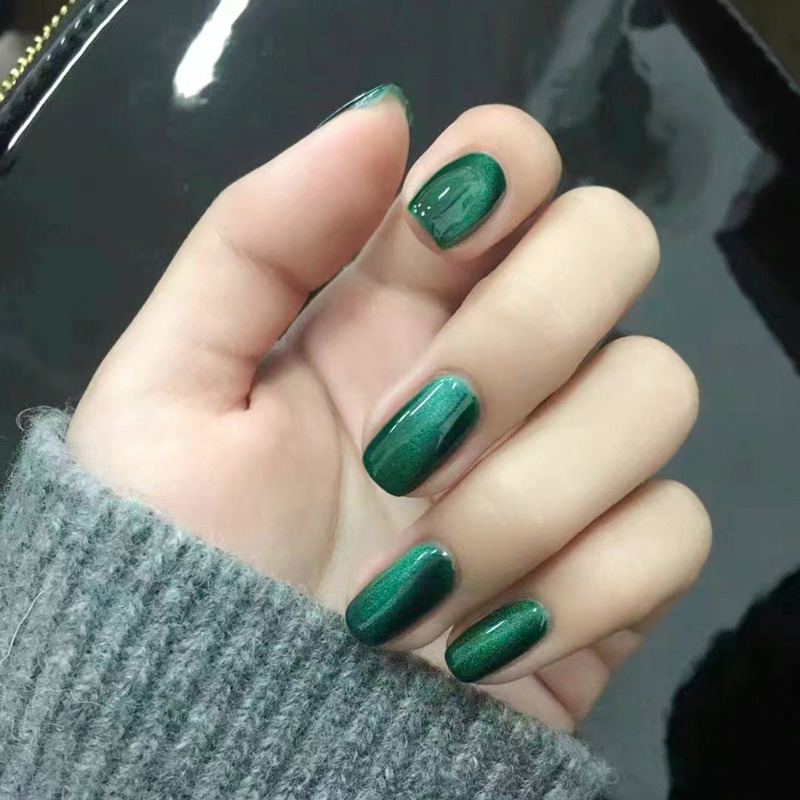 Fashion cat's eye high blue green wear nail nail patch detachable nails white finished wholesale