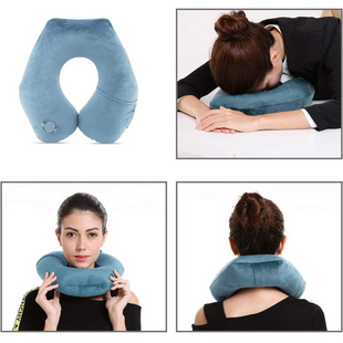 Multifunctional removable and washable travel pillow three-piece travel inflatable pillow aircraft pillow aviation pillow with mobile phone bag
