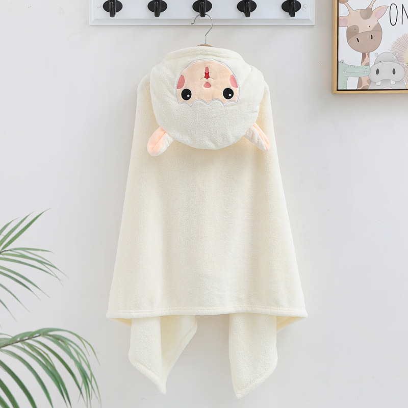 Coral fleece bebé usable Toalla de baño con capucha de dibujos animados capa de los niños Albornoz suave absorbente edredón infantil Toalla de baño