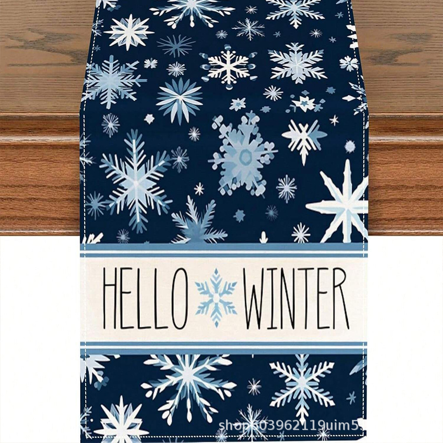Amazon transfronterizo nueva bandera de la mesa de Navidad fábrica directa invierno muñeco de nieve Santa estampado almohadilla de mesa