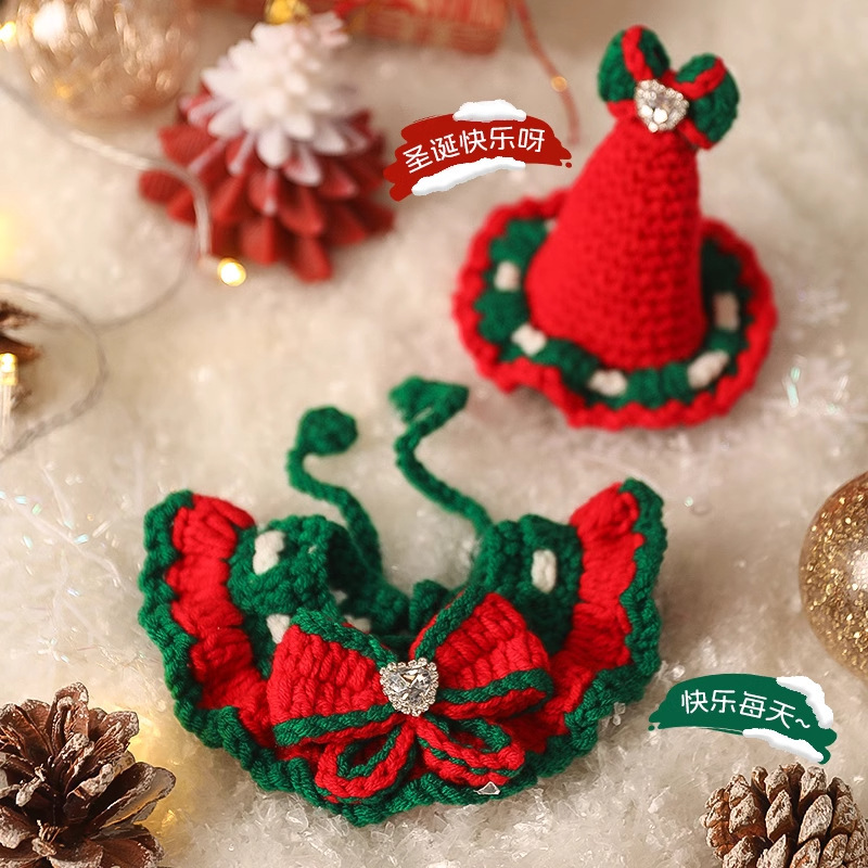 Ropa de gatos otoño invierno bufandas de mascotas lindos collares accesorios de gatos esbajo sombrero gatito perro guisante Navidad