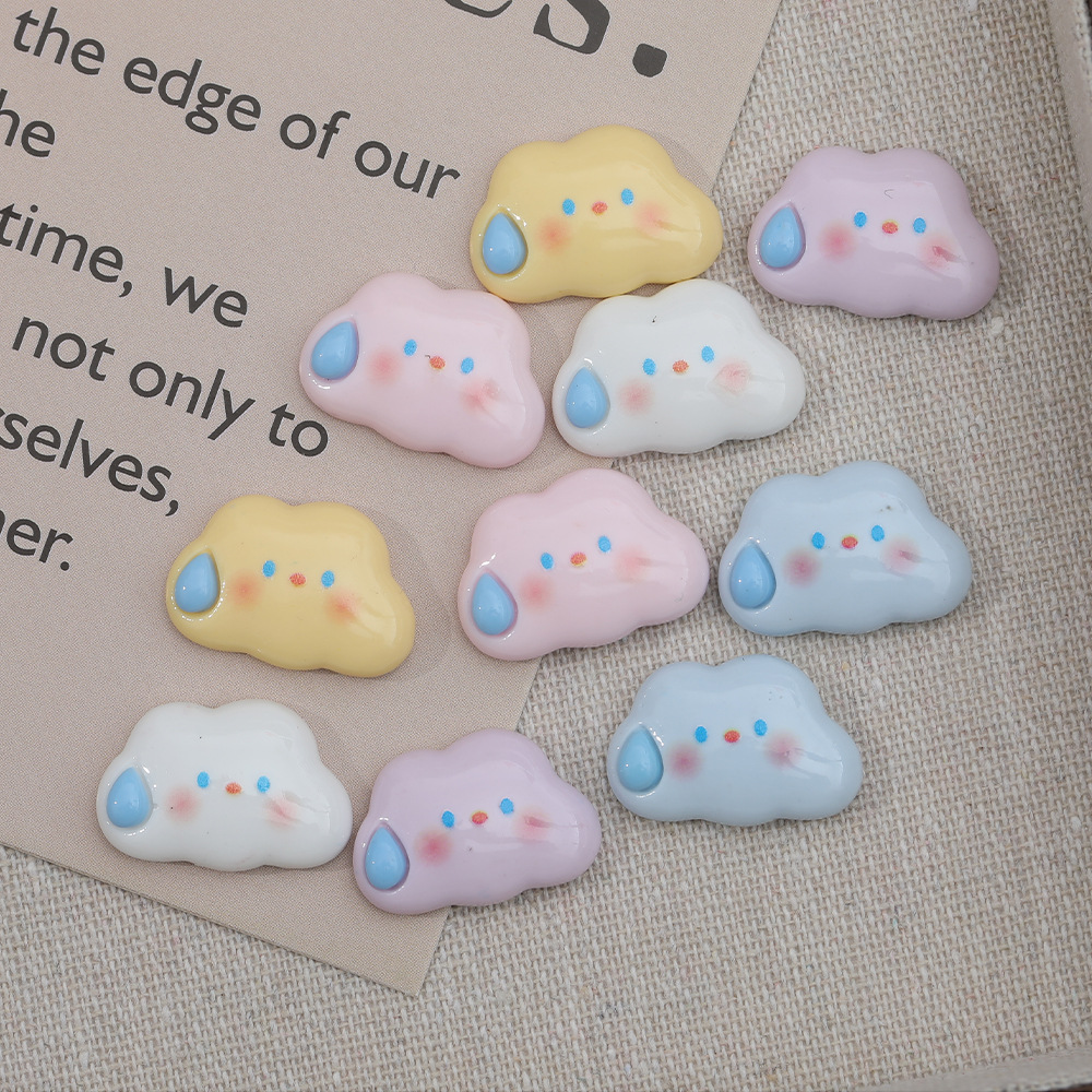 Dibujos animados colorido silencioso nube resina accesorios DIY brillante expresión horquilla teléfono caso llavero material hecho a mano