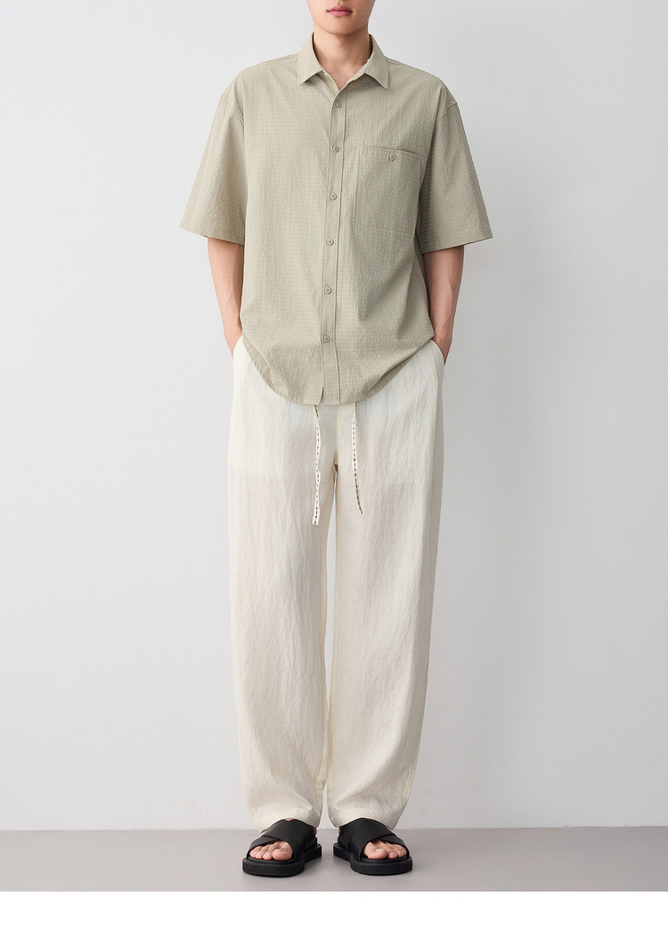 Áo sơ mi nam dài tay công sở chất liệu cotton phom thường — trắng chi tiết 23