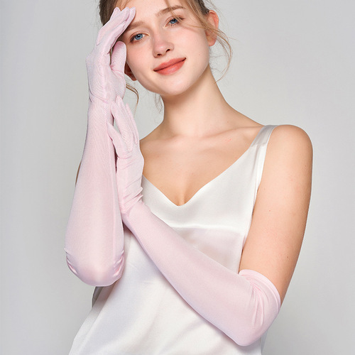 Yue Yue Sunscreen Sleeve Socks for Women, Silk Summer Solid Color Mulberry Silk Driving Sun Shield Long Sleeve Arm Socks for Women