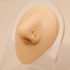 Zirconium, nose piercing with butterfly, copper nose clip, set, micro incrustation, 750 sample gold