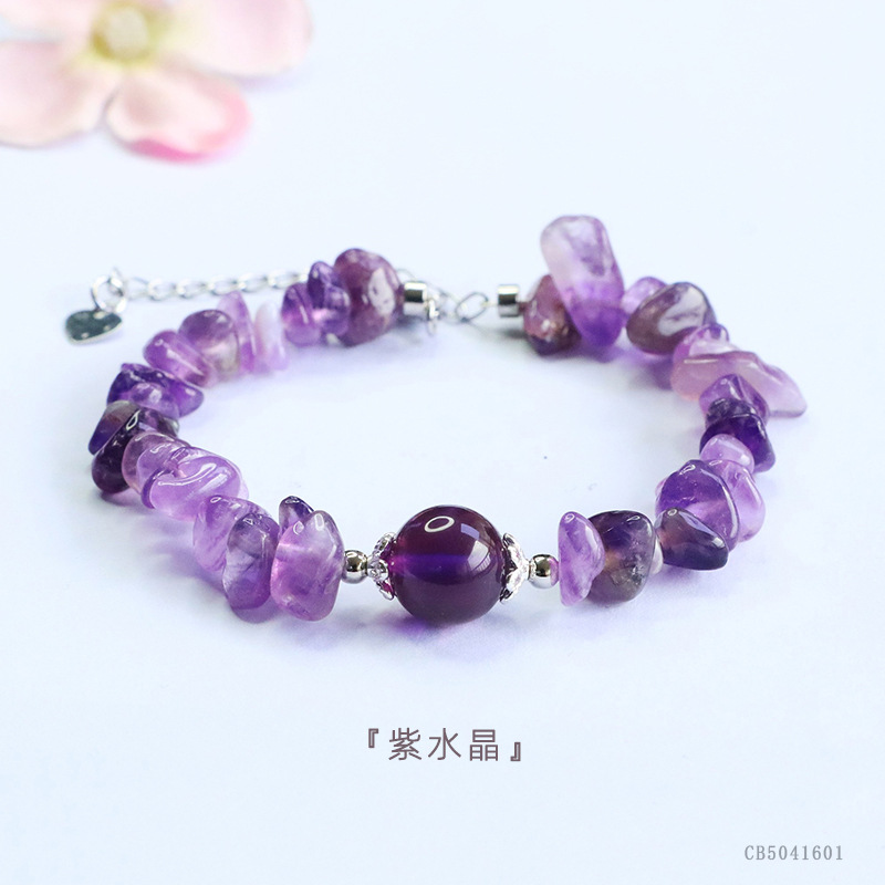 자수정 자갈 트랜스퍼 비즈 팔찌 (CB5041601)