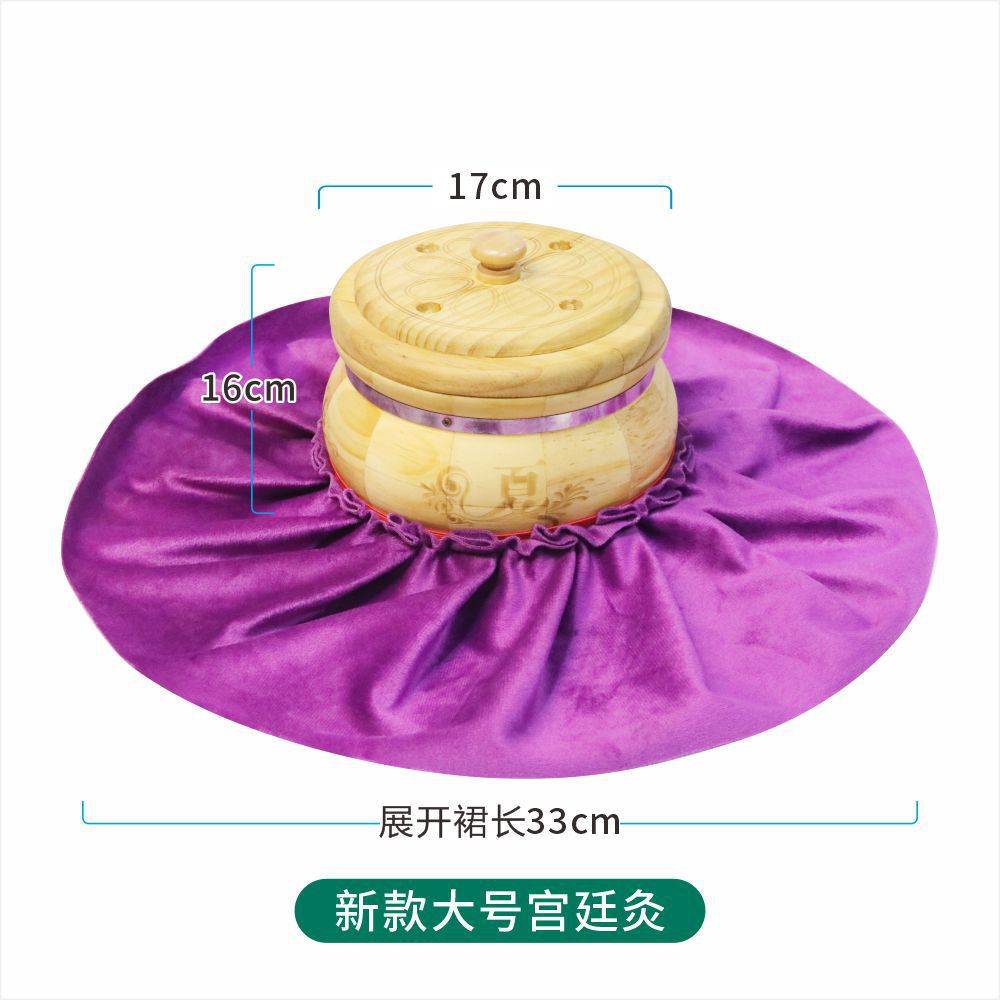 Wooden Moxibustion Box Smokeless Home Use Portable Belly Navel Warming Device with 54 Moxa Cones in use