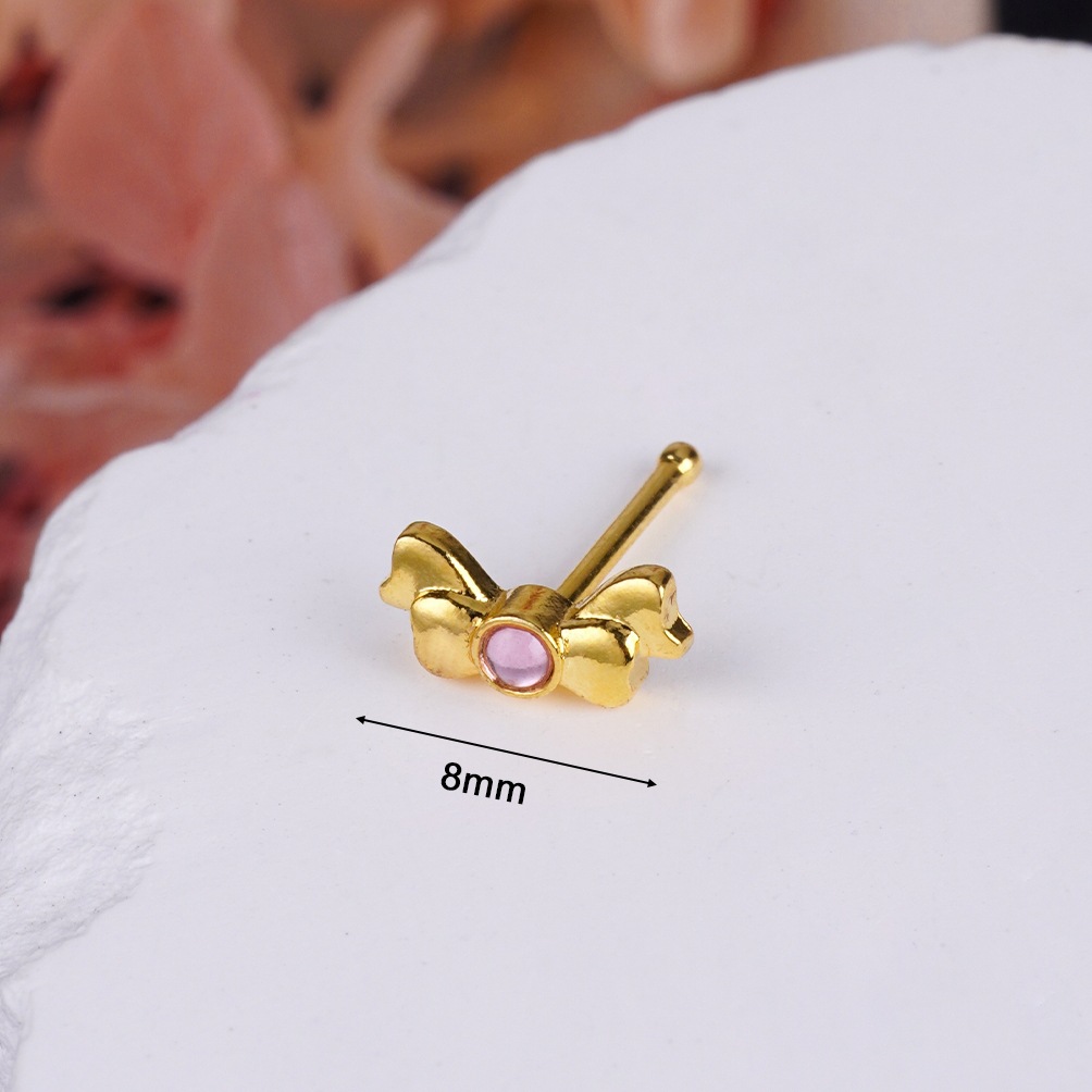 Piercing de nas cu urs și inimă în stil de lux discret_voghion.com