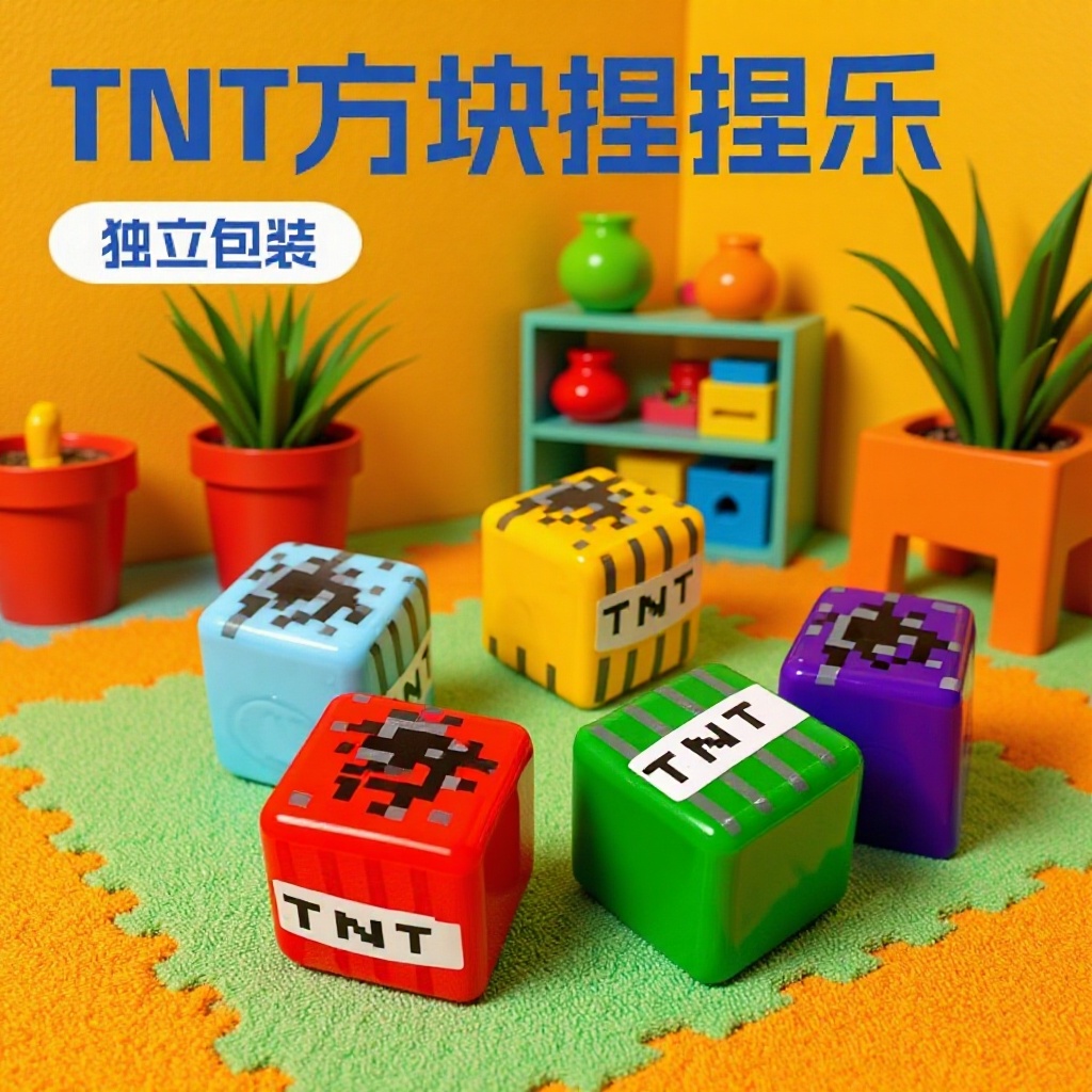 New Cross-Border Foreign Trade Tnt Cube Stress Relief Squishy Cube Children's Mini Educational DIY Game Peripheral Wholesale